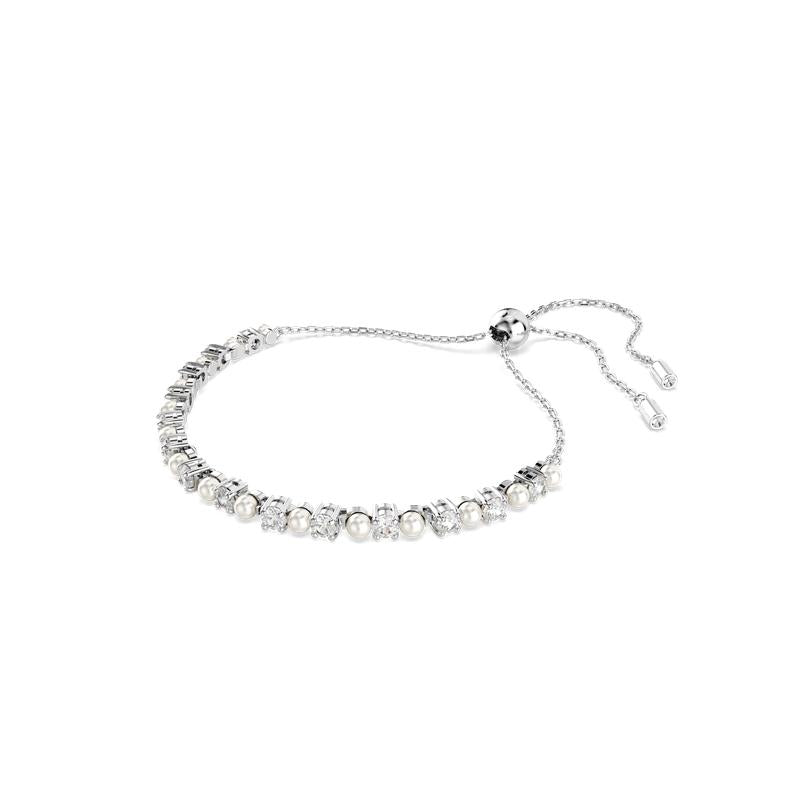 Swarovski Matrix Crystal Pearl Round Cut White Rhodium Plated Bracelet