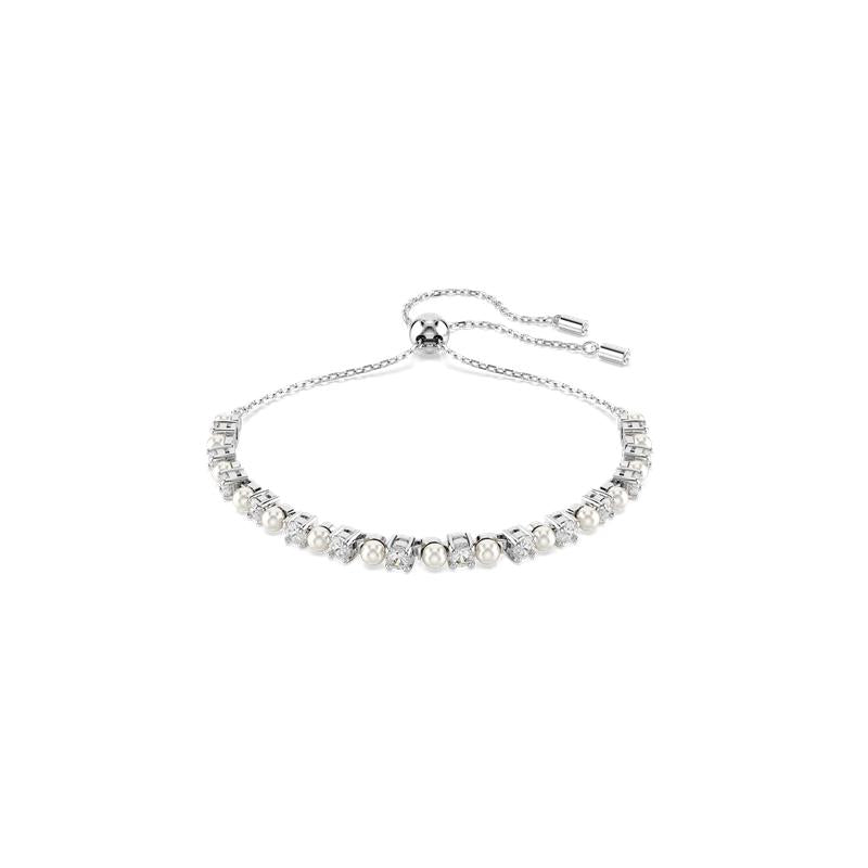 Swarovski Matrix Crystal Pearl Round Cut White Rhodium Plated Bracelet