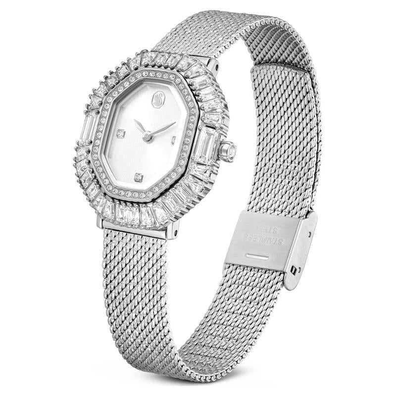Swarovski Matrix Metal Bracelet Silver Tone Stainless Steel Octagon Watch