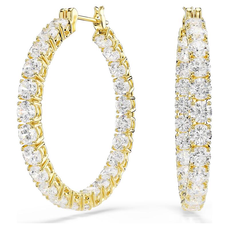 Swarovski Matrix Round Cut White Hoop Earrings
