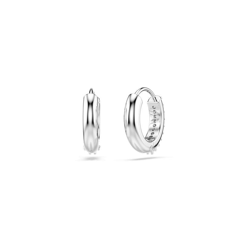 Swarovski Matrix Round Cut White Rhodium Plated Hoop Earrings