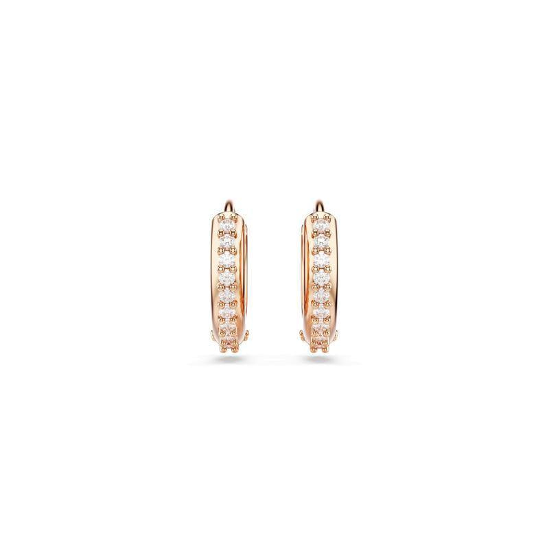Swarovski Matrix Round Cut White Rose Gold Hoop Earrings