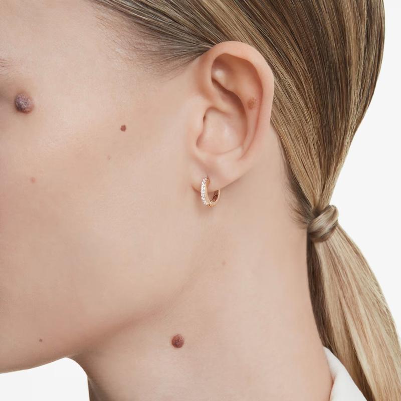 Swarovski Matrix Round Cut White Rose Gold Hoop Earrings