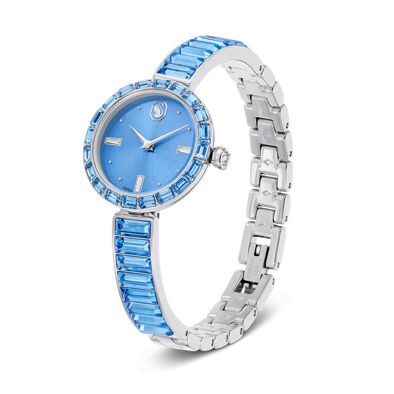 Swarovski Matrix Swiss Made Bangle Blue Stainless-Steel Watch