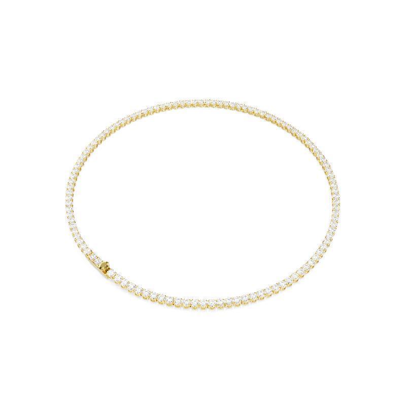 Swarovski Matrix Tennis Round Cut White Gold-Plated Necklace