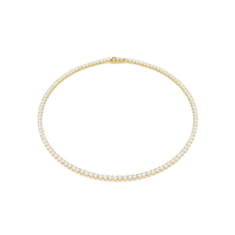 Swarovski Matrix Tennis Round Cut White Gold-Plated Necklace