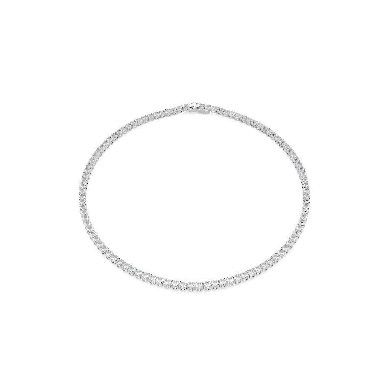 Swarovski Matrix Tennis Round Cut White Rhodium Plated Necklace