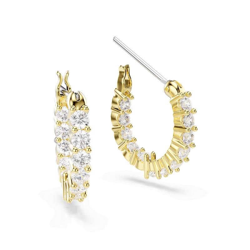 Swarovski Matrix Vittore Round Cut White Gold-Plated Hoop Earrings