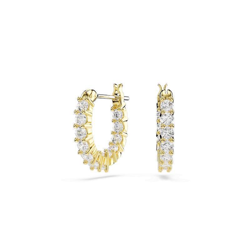 Swarovski Matrix Vittore Round Cut White Gold-Plated Hoop Earrings