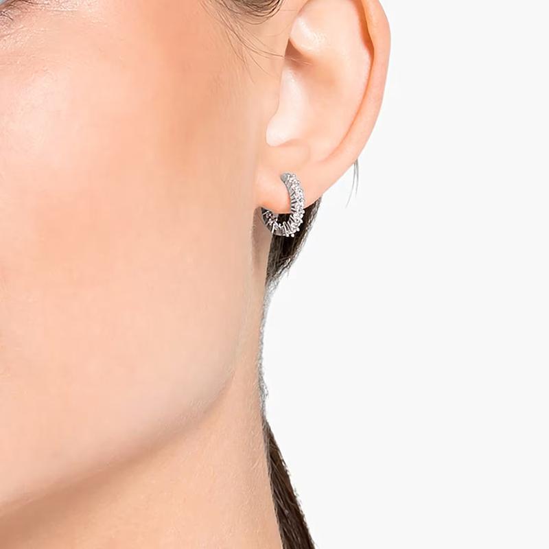 Swarovski Matrix Vittore Round Cut White Rhodium Plated Hoop Earrings