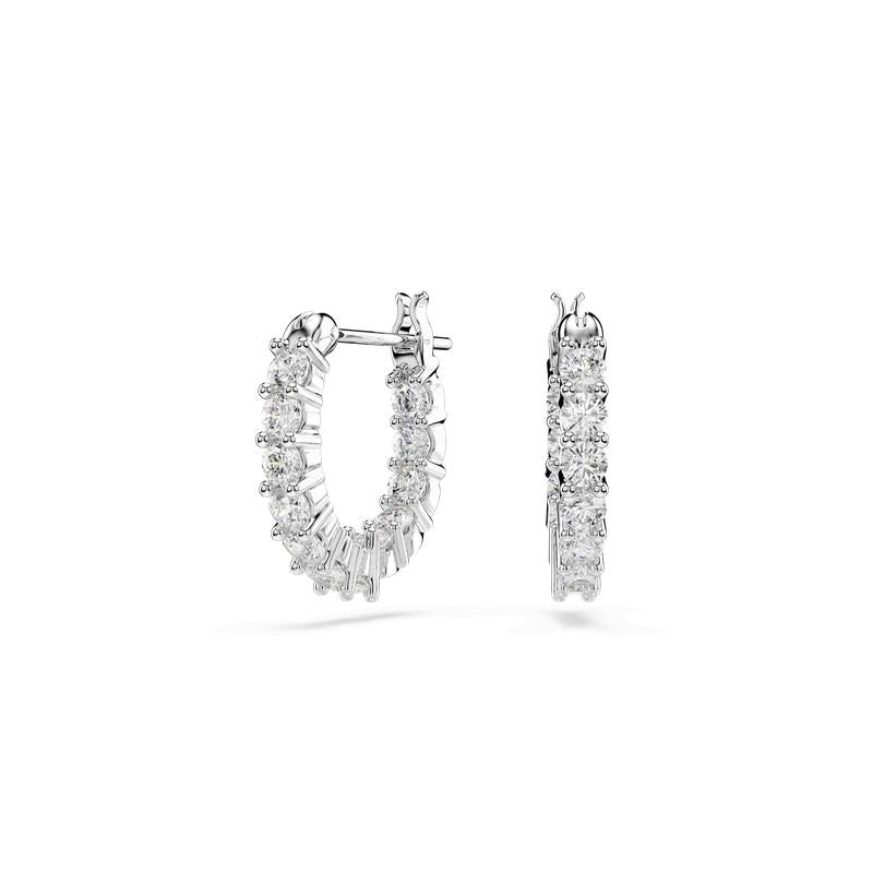 Swarovski Matrix Vittore Round Cut White Rhodium Plated Hoop Earrings