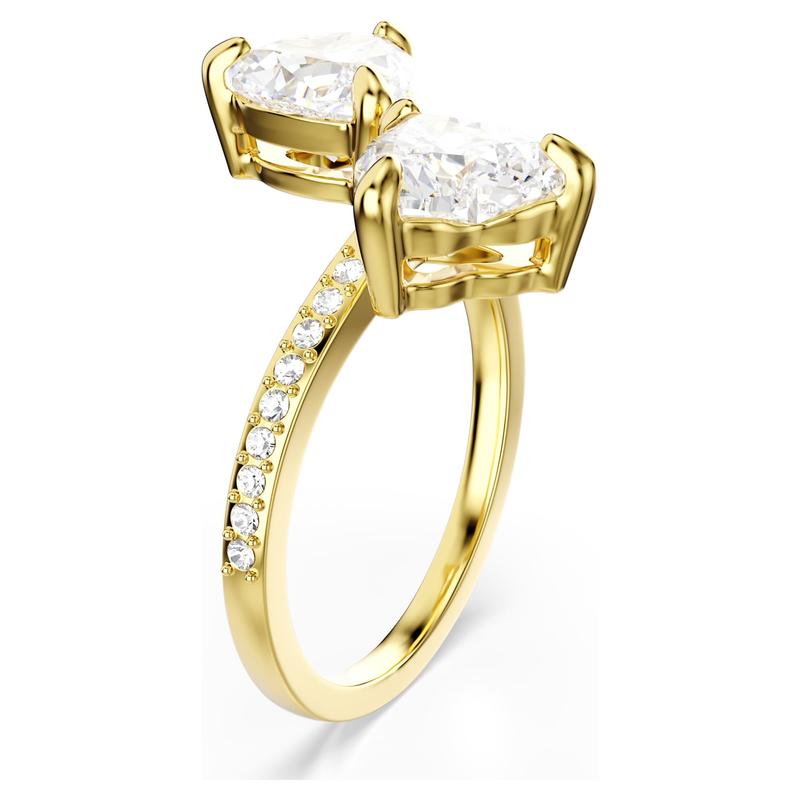 Swarovski Mesmera Heart Cut Pavé White 18K Gold Finish Open Ring