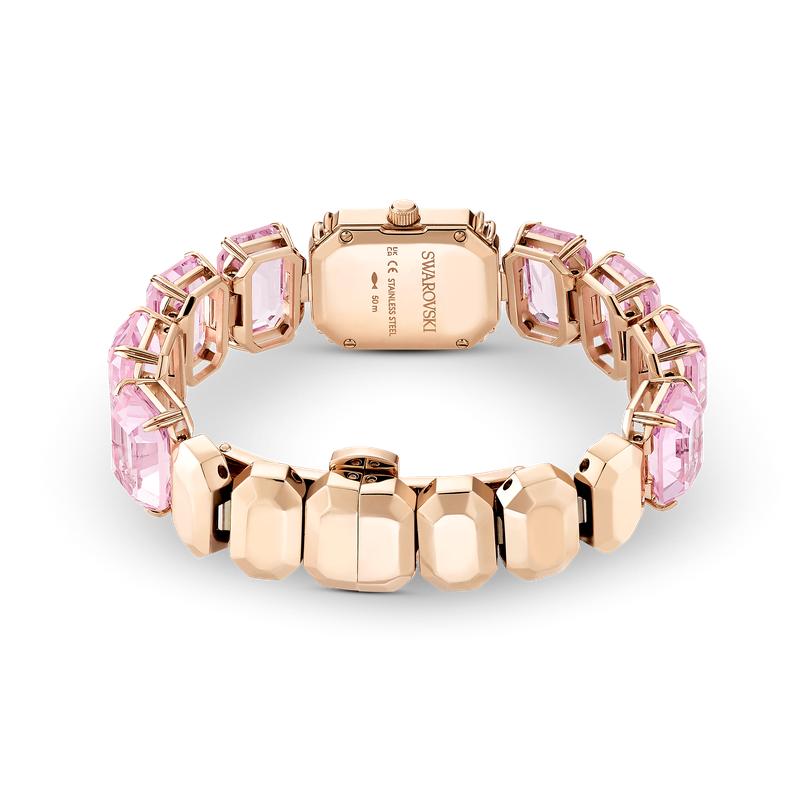 Swarovski Octagon Cut Bracelet Pink Rose Gold-Tone Watch