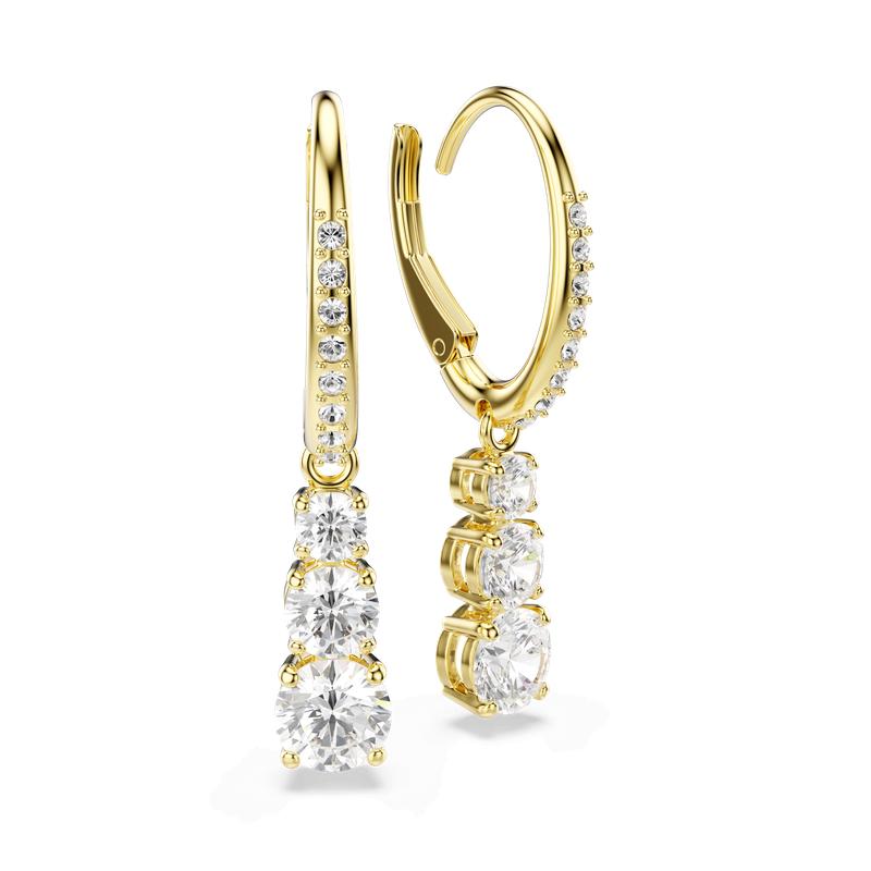 Swarovski Stilla Attract Round Cut Zirconia Gold Plated Hoop Earrings
