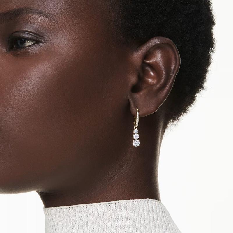 Swarovski Stilla Attract Round Cut Zirconia Gold Plated Hoop Earrings