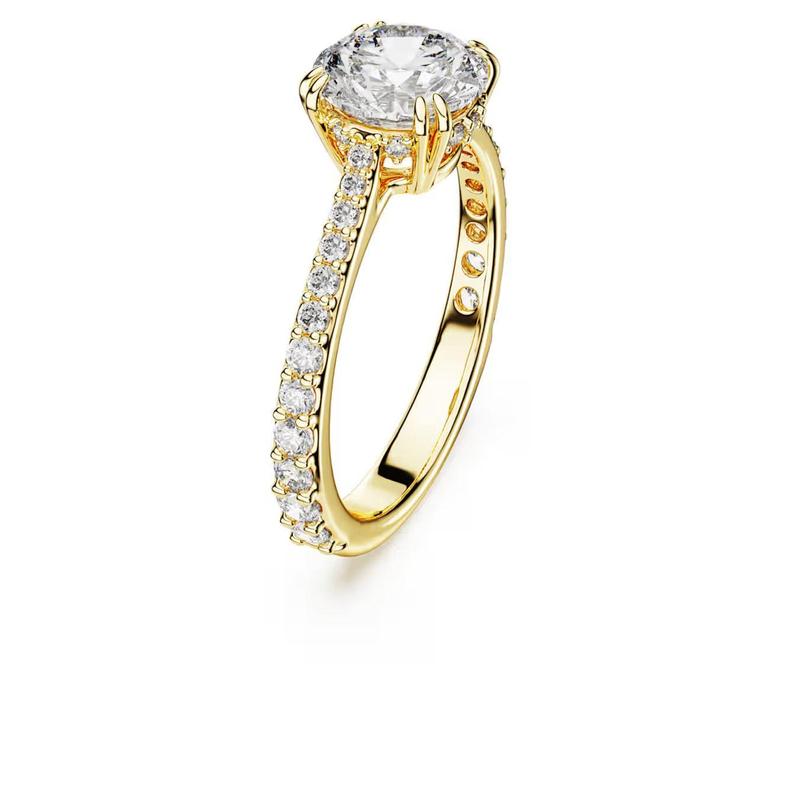 Swarovski Stilla Cocktail Round Cut Pavé White 18K Gold Ring