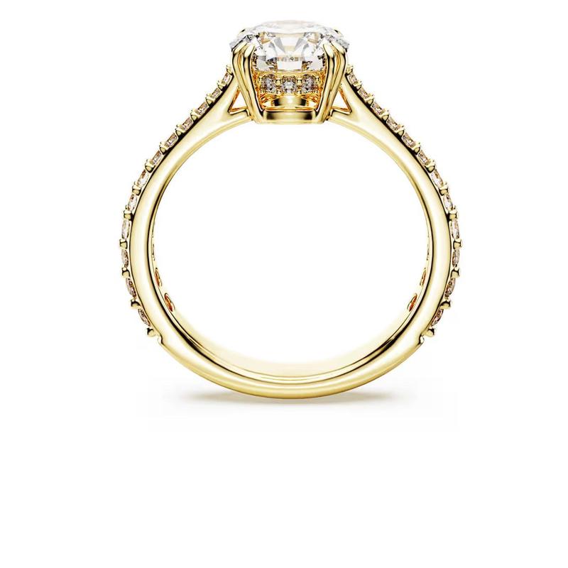 Swarovski Stilla Cocktail Round Cut Pavé White 18K Gold Ring