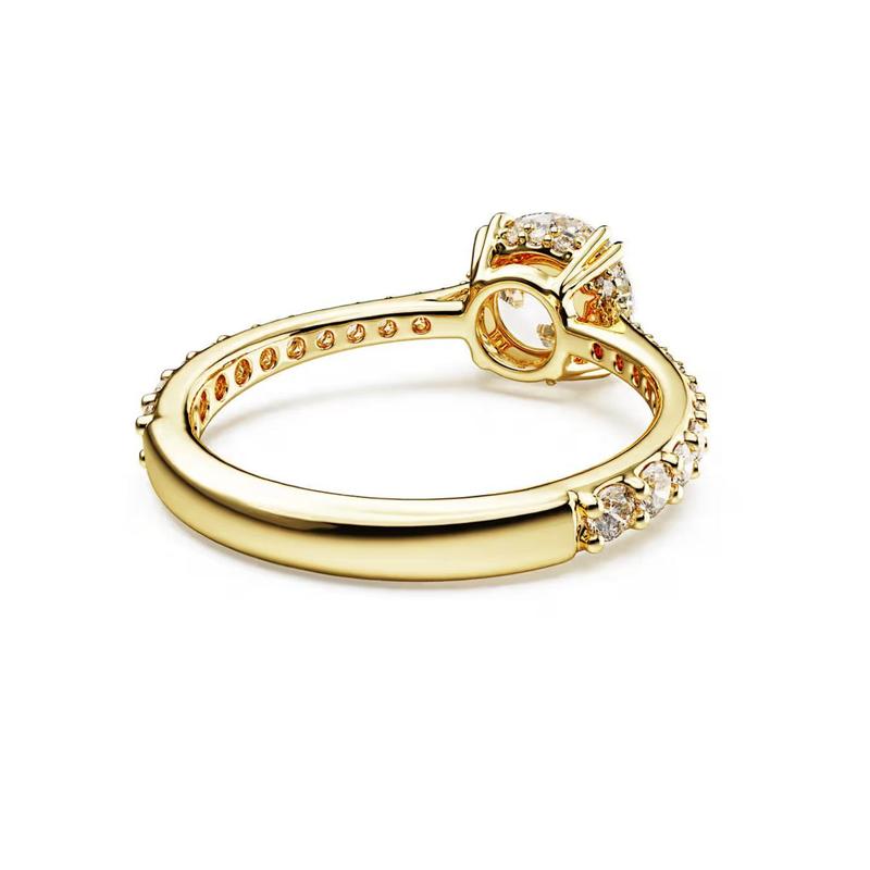 Swarovski Stilla Cocktail Round Cut Pavé White 18K Gold Ring