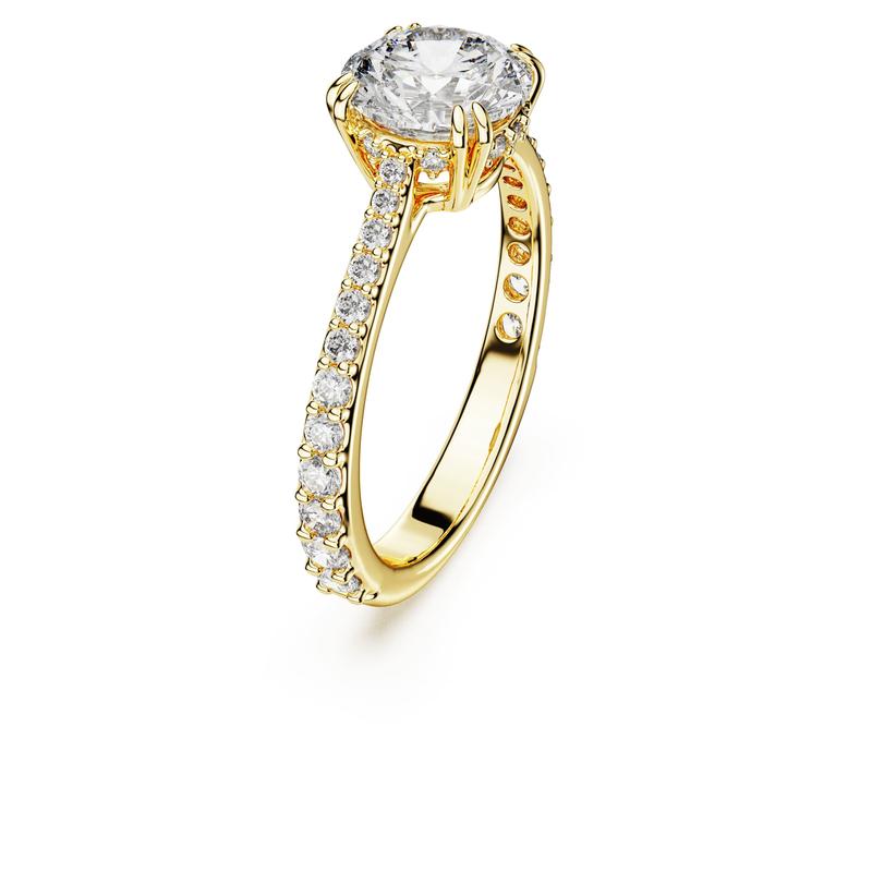 Swarovski Stilla Round Cut Pavé White 18K Gold Cocktail Ring