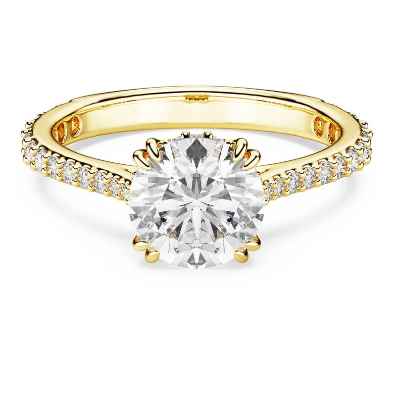 Swarovski Stilla Round Cut Pavé White 18K Gold Cocktail Ring