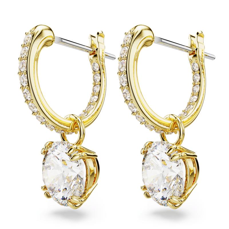 Swarovski Stilla Round Cut White Gold-Plated Drop Earrings