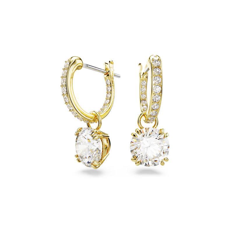 Swarovski Stilla Round Cut White Gold-Plated Drop Earrings