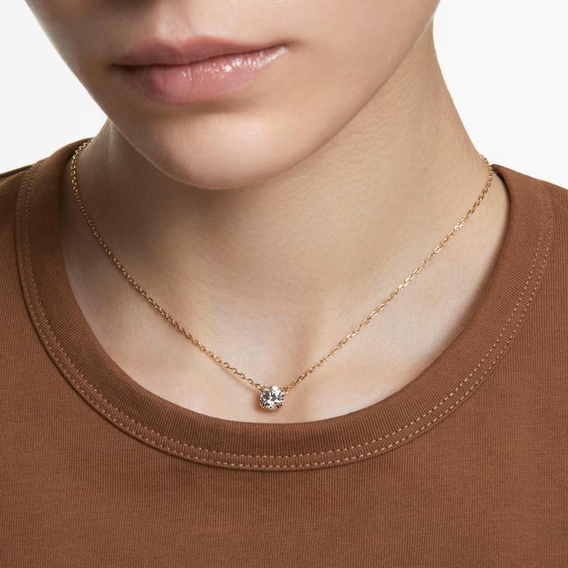 Swarovski Stilla Round Cut White Gold-Plated Pendant