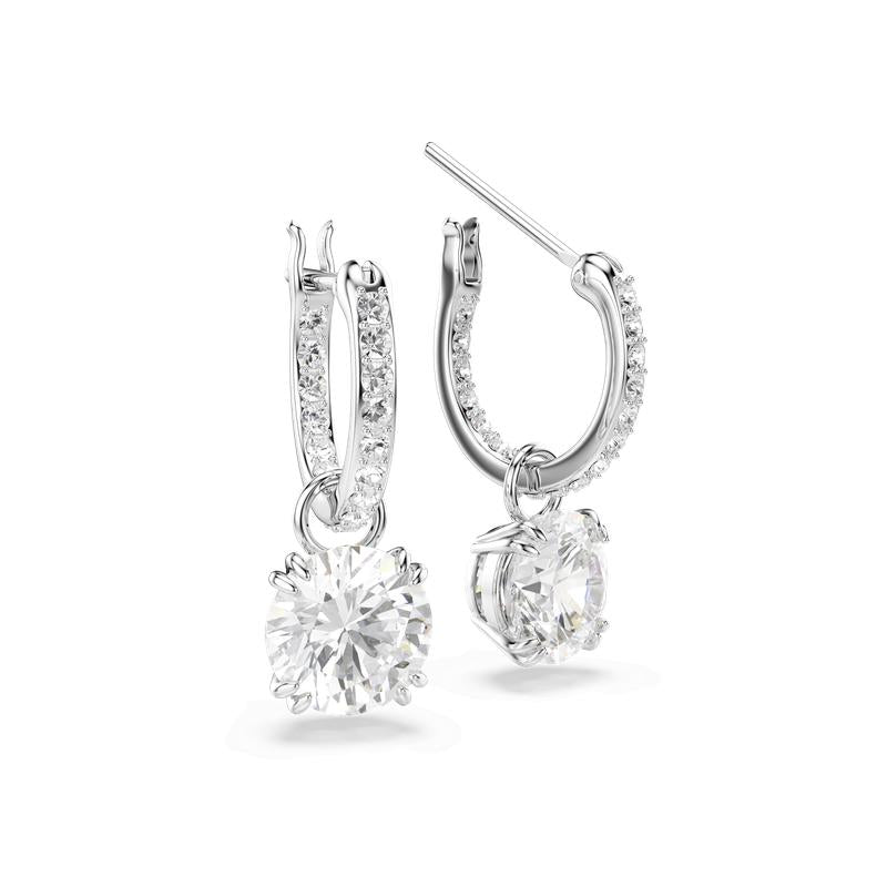 Swarovski Stilla Round Cut White Rhodium Plated Drop Earrings