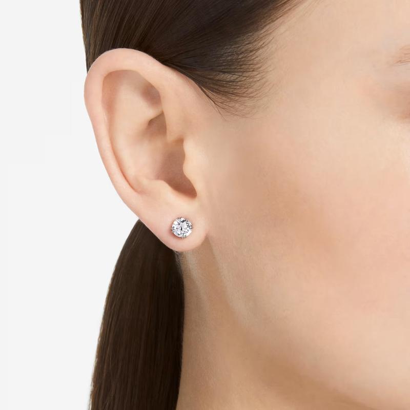 Swarovski Stilla Round Cut White Rhodium Plated Stud Earrings