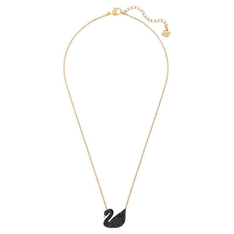 Swarovski Swan Black 18K Rose Gold Finish Pendant