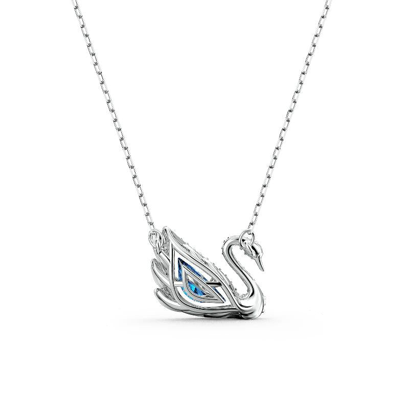 Swarovski Swan Dancing Swan Blue Rhodium Plated Necklace
