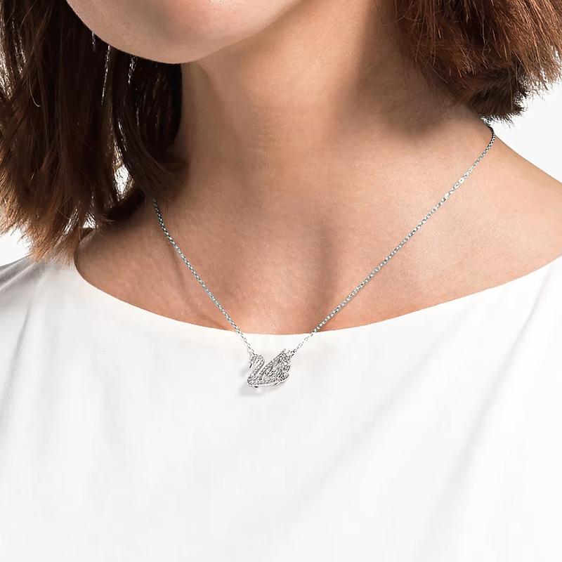 Swarovski Swan Dancing Swan White Rhodium Plated Necklace