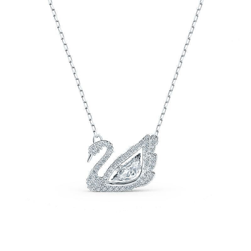 Swarovski Swan Dancing Swan White Rhodium Plated Necklace