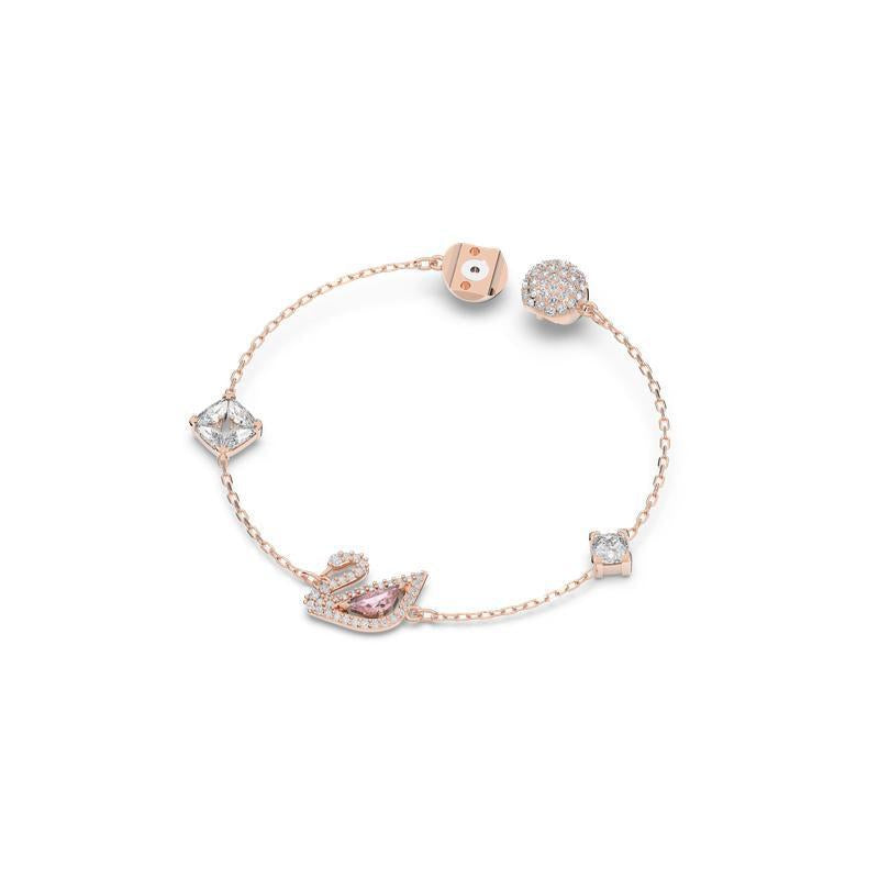 Swarovski Swan Motif Rose Gold Plated Pink Bracelet