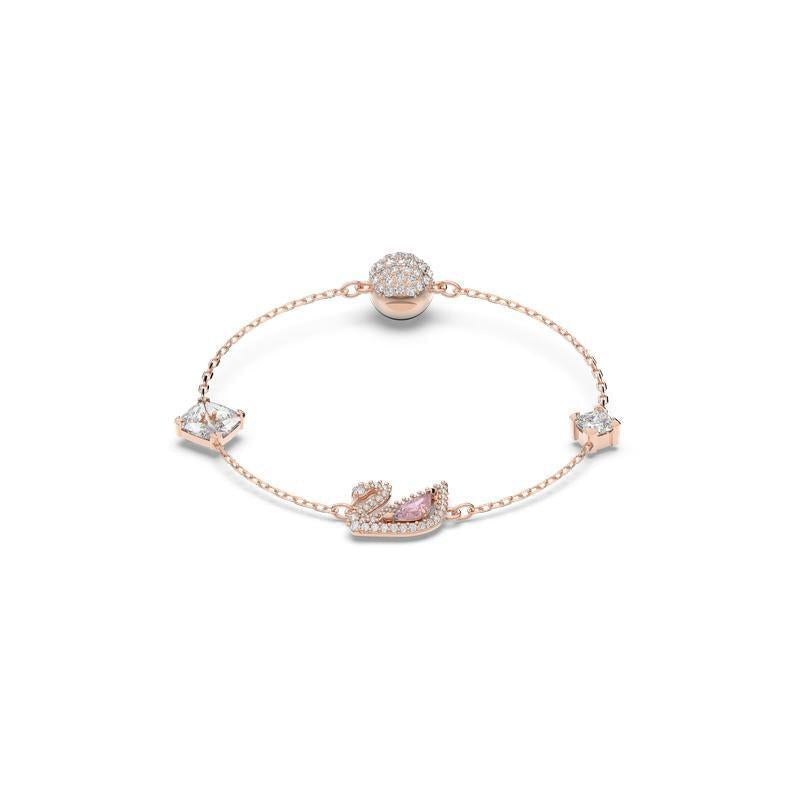 Swarovski Swan Motif Rose Gold Plated Pink Bracelet