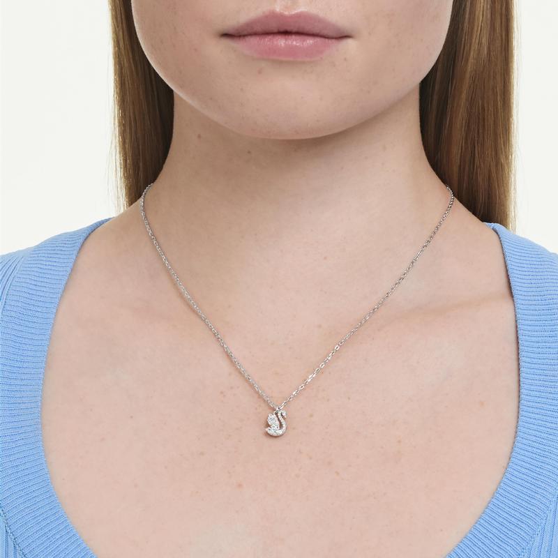 Swarovski Swan White Mixed Cuts Rhodium Plated Pendant