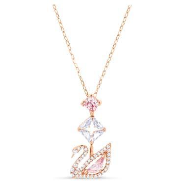 Swarovski Swan Women's Necklace Pink Crystal 18K Rose Gold Finish