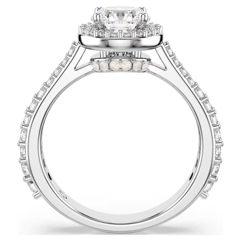 Swarovski Una Angelic Cocktail Round Cut White Silver-Tone Ring