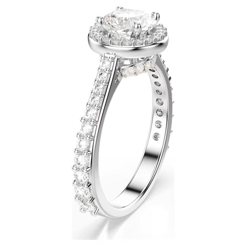 Swarovski Una Angelic Cocktail Round Cut White Silver-Tone Ring