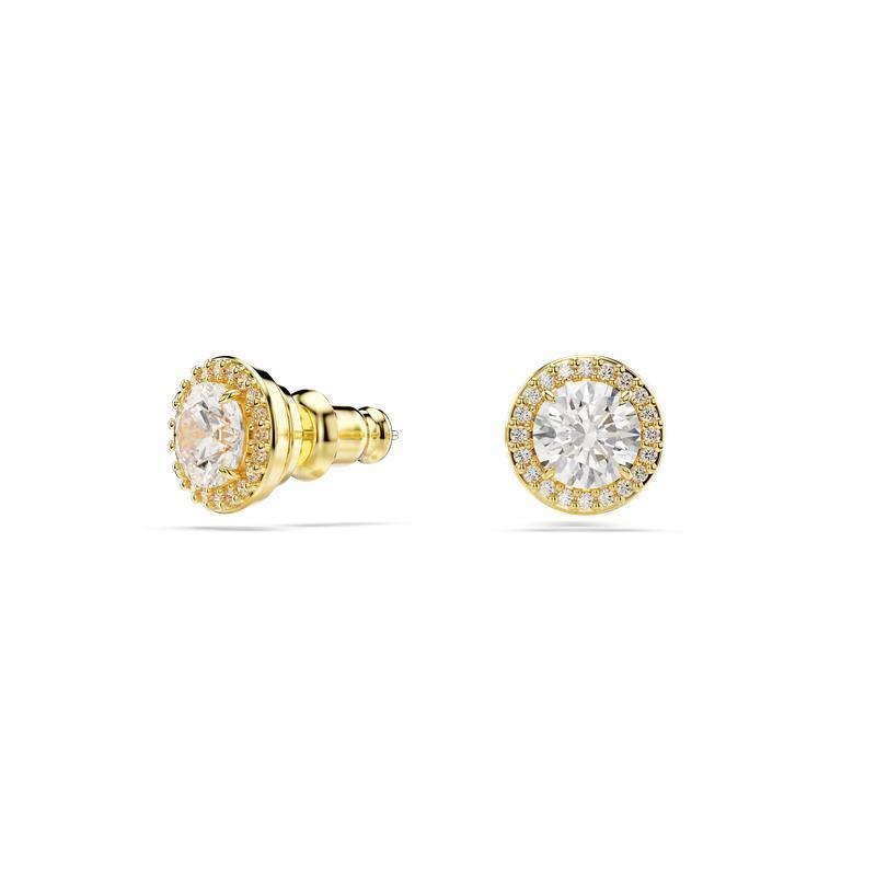 Swarovski Una Angelic Round Cut Gold Plated Stud Earrings