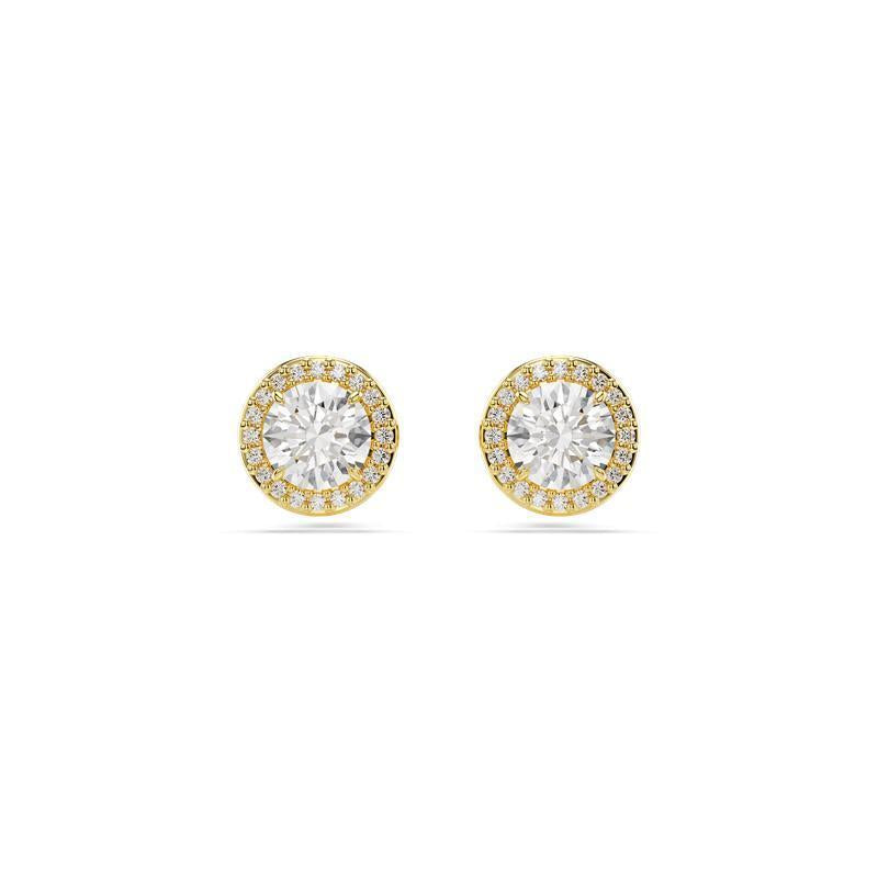 Swarovski Una Angelic Round Cut Gold Plated Stud Earrings