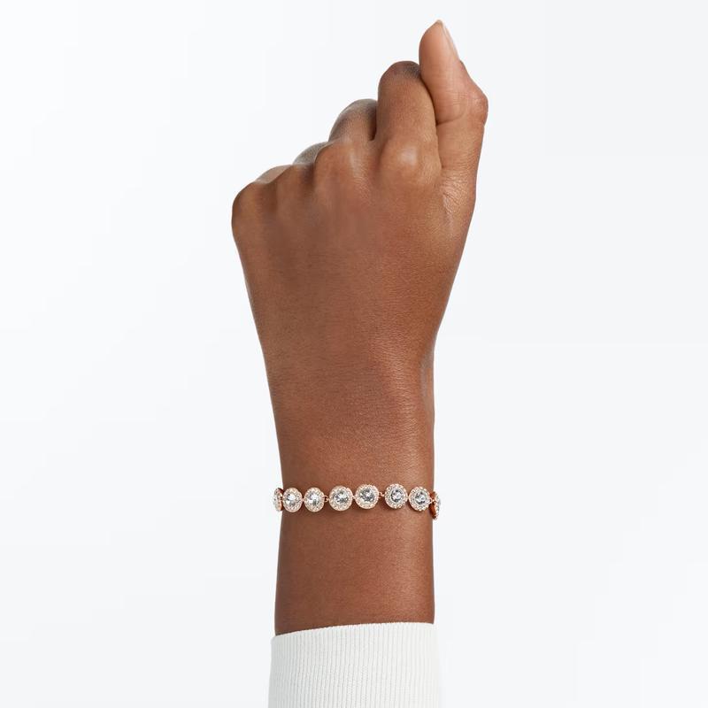 Swarovski Una Angelic Round Cut Pave Crystal Rose Gold Plated Bracelet