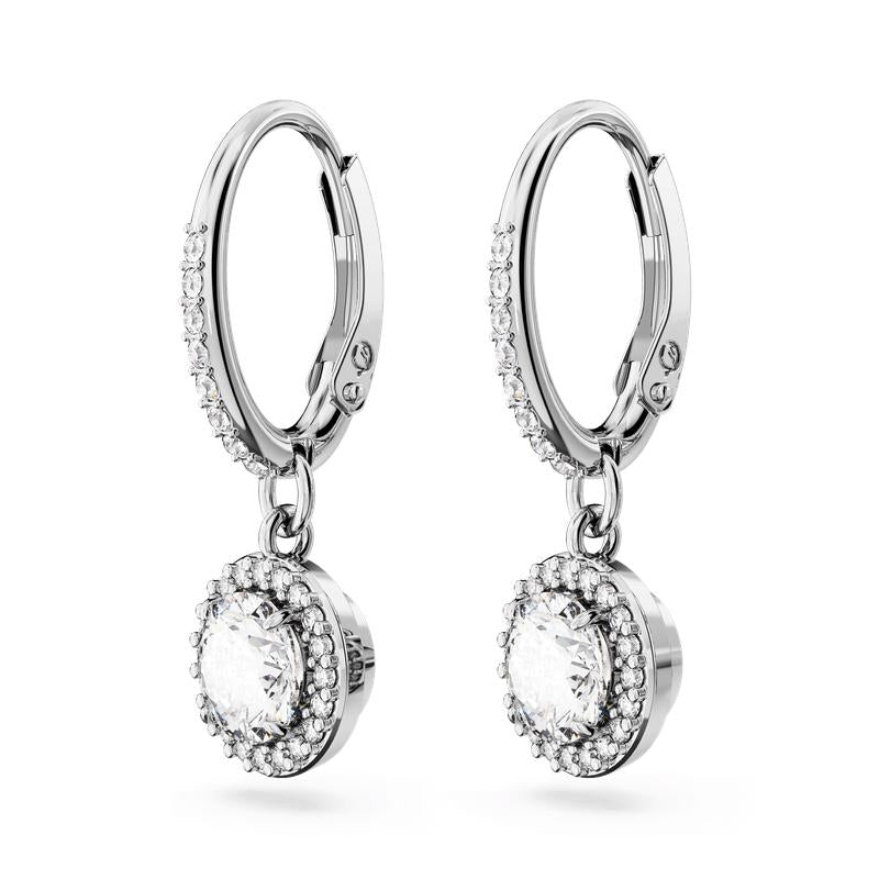 Swarovski Una Angelic Round Cut Pavé White Rhodium Drop Earrings
