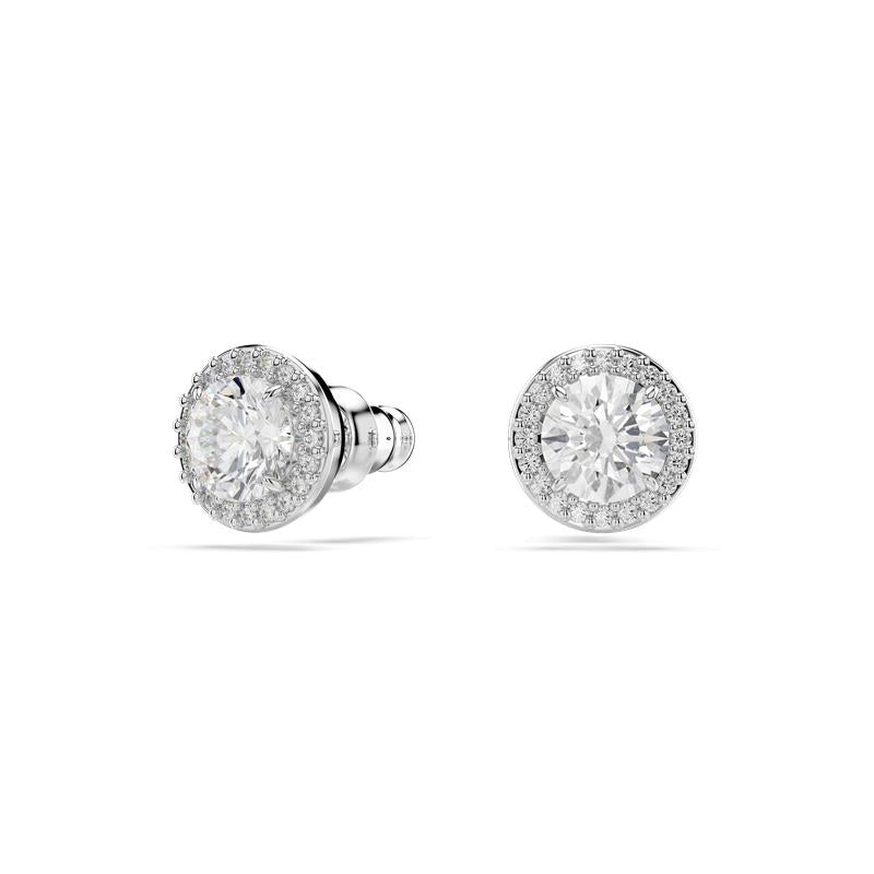 Swarovski Una Angelic Round Cut Pavé White Rhodium Plated Stud Earrings