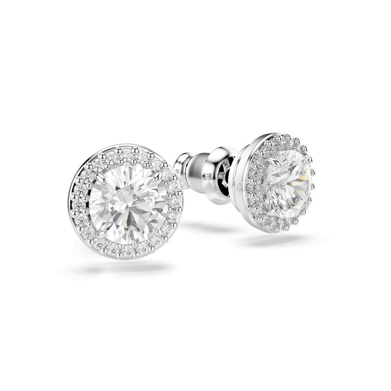 Swarovski Una Angelic Round Cut Pavé White Rhodium Plated Stud Earrings