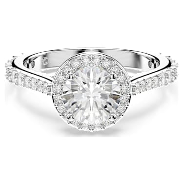 Swarovski Una Angelic Round Cut White Silver-Tone Finish Ring