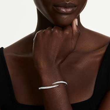 Swarovski Vienna Round Cut White Rhodium Plated Open Bangle (Small)