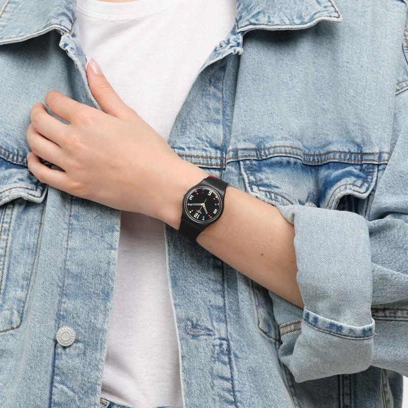 Swatch BLACK CAROUSEL SQUARES Watch SO28B705