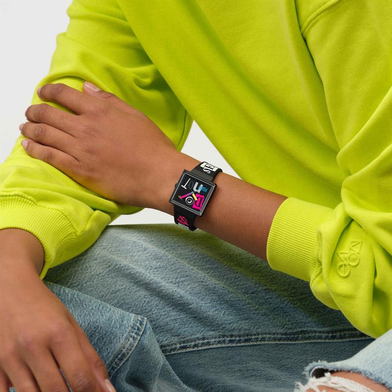 Swatch Pierced Edge Black Bioceramic Watch SO34B100