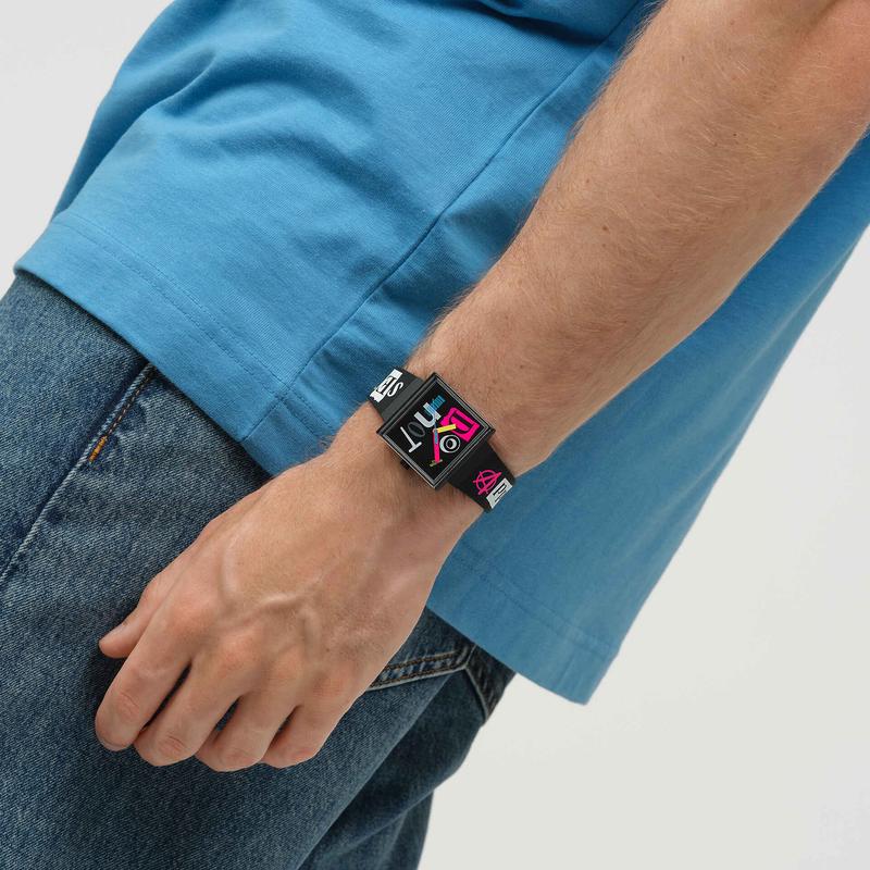 Swatch Pierced Edge Black Bioceramic Watch SO34B100